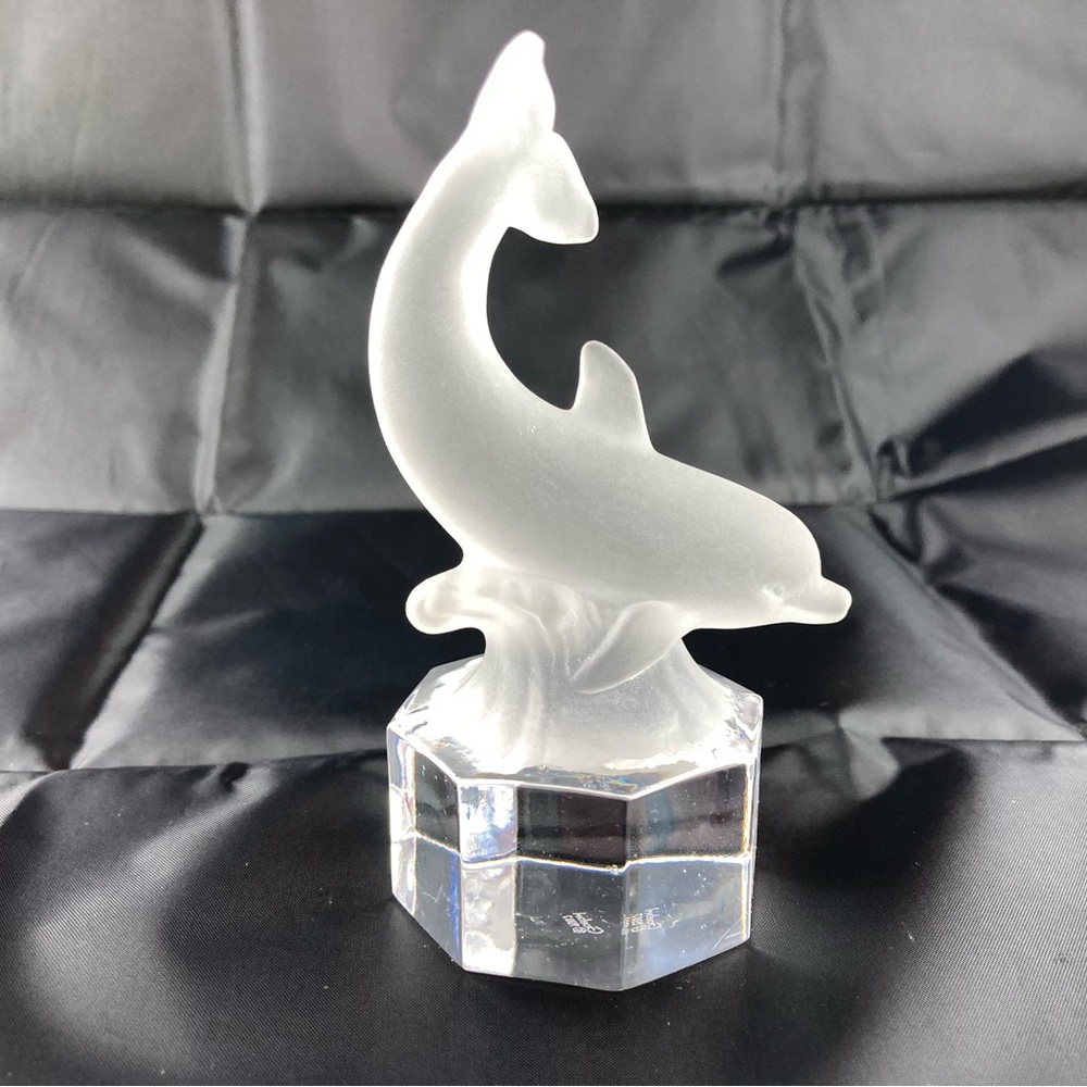 Vintage  Goebel Crystal Dolphin Figurine, 1987, Frosted